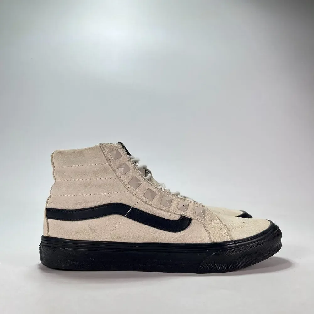 Vans Sk8-Hi Slim Studs Marshmallow Black Sole Skate Shoes 721454 Women's Size 7